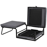 HOMCOM Składane łóżko dla gości Łóżko składane stołek 2 w 1 regulowana wysokość wezgłowia stal szary(m-5)