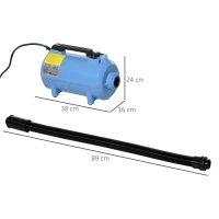 PawHut Séchoir sèche-poils toilettage pulseur chien professionnel pour chien chat animaux 2200 W - température vitesse réglable - 3 embouts - bleu(m-3)