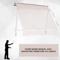 Outsunny Store banne Manuel Inclinaison réglable Aluminium Polyester imperméabilisé 70L x 120l cm Beige(m-6)