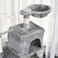 PawHut Arbre à chats multi-équipements griffoirs grattoirs niche plateformes + échelle + hamacs + boule suspendue gris(m-9)
