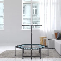 HOMCOM Trampoline de Fitness / Gymnastique haute performance Ø 114 cm élastiques Bungee + guidon hauteur réglable 116-132 cm bleu noir(m-2)