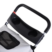 PawHut Carrinho de Passeio para Animais de Estimação Dobrável com Cesta de Armazenamento e Travão 75x45x97cm Cinza(m-9)