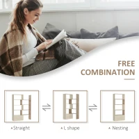 HOMCOM Librarie Rastel cu Rafturi pentru Salon in Lemn 141 x 29 x 176 cm Alb, Stejar(m-6)