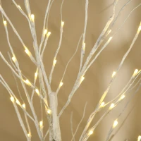 HOMCOM 6ft Artificial White Birch Tree Light with Warm White Pre-Lit LED Light for Indoor and Covered Outdoor Use(m-8)