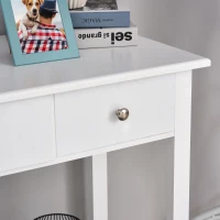 HOMCOM Masa Consola cu 3 Sertare pentru Intrare si Living din lemn de pin, 100x30.5x80cm Culoarea Alba(m-8)