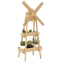 Outsunny Fioriera in Legno Verticale da Esterno o Balcone con Mulino(m-11)