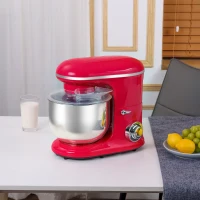 HOMCOM Impastatrice Planetaria a 6 Velocità da 1200W, Ciotola Acciaio Inox 5.5l, 1 Gancio e 2 Fruste(m-10)