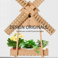 Outsunny Fioriera in Legno Verticale da Esterno o Balcone con Mulino(m-7)