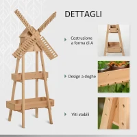 Outsunny Fioriera in Legno Verticale da Esterno o Balcone con Mulino(m-6)