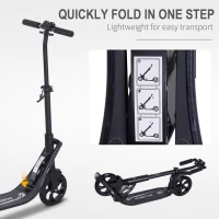 HOMCOM Folding Kick Scooter Hight-Adjustable Urban Scooter w/ Rear Brake, Double Shock Absorption System & 2 Big Wheels, For 14+ Teens Adult, Black(m-6)