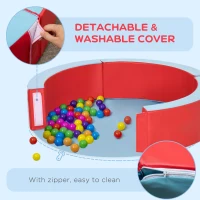 Outsunny Kids Ball Pit, with Removable & Washable Cover, 100 Colourful Balls - Red and Blue(m-4)