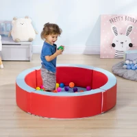 Outsunny Kids Ball Pit, with Removable & Washable Cover, 100 Colourful Balls - Red and Blue(m-2)
