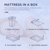 HOMCOM Double Mattress, Pocket Sprung Mattress in a Box with Breathable Foam and Individually Wrapped Spring, 190cmx137cmx22.5cm, White(m-6)