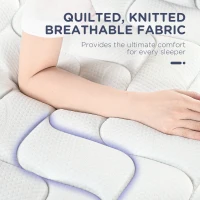 HOMCOM Double Mattress, Pocket Sprung Mattress in a Box with Breathable Foam and Individually Wrapped Spring, 190cmx137cmx22.5cm, White(m-5)