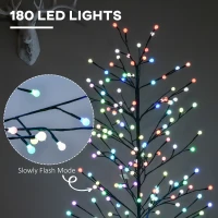 HOMCOM 6ft Artificial Tree Light with 180 Colour LED Light for Home Party, Indoor and Covered Outdoor Use(m-4)