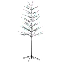 HOMCOM 6ft Artificial Tree Light with 180 Colour LED Light for Home Party, Indoor and Covered Outdoor Use(m-11)
