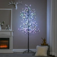 HOMCOM 6ft Artificial Tree Light with 180 Colour LED Light for Home Party, Indoor and Covered Outdoor Use(m-10)