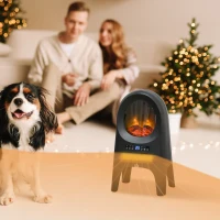 HOMCOM Ceramic Electric Space Heater, Freestanding Fan Heater with Realistic Flame Effect, 3 Heat Settings, Adjustable Temperature, 1000W/2000W, Black(m-2)