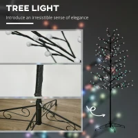 HOMCOM 6ft Artificial Tree Light with 180 Colour LED Light for Home Party, Indoor and Covered Outdoor Use(m-5)
