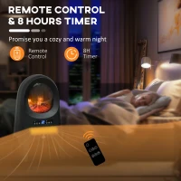 HOMCOM Ceramic Electric Space Heater, Freestanding Fan Heater with Realistic Flame Effect, 3 Heat Settings, Adjustable Temperature, 1000W/2000W, Black(m-7)