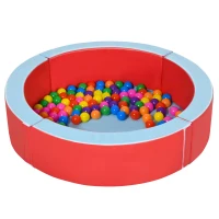 Outsunny Kids Ball Pit, with Removable & Washable Cover, 100 Colourful Balls - Red and Blue(m-1)
