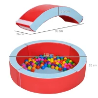 Outsunny Kids Ball Pit, with Removable & Washable Cover, 100 Colourful Balls - Red and Blue(m-3)