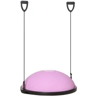 HOMCOM Ø 64cm Yogaball Halbkugel Balance Trainer Balance-Ball Halber Gymnastikball mit Trainingsseil Zuhause für Yoga Balance Stabilität Hellviolett(m-1)