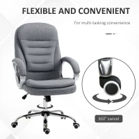 Vinsetto Grey Desk Chair Lumbar Support Adjustable Height Rock 360° Rolling Grey(m-6)