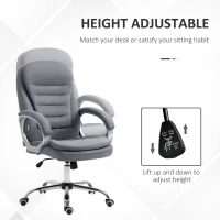 Vinsetto Grey Desk Chair Lumbar Support Adjustable Height Rock 360° Rolling Grey(m-4)