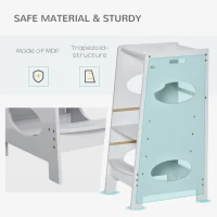 HOMCOM Kids Step Stool Toddler Kitchen Stool with Adjustable Standing Platform, Grey(m-5)