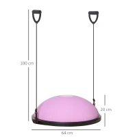 HOMCOM Ø 64cm Yogaball Halbkugel Balance Trainer Balance-Ball Halber Gymnastikball mit Trainingsseil Zuhause für Yoga Balance Stabilität Hellviolett(m-3)