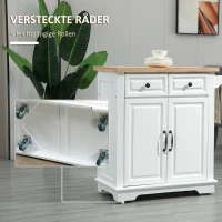 HOMCOM Küchenwagen Servierwagen Küchentrolley mit Handtuchhalter Rollwagen im Landhausstil für Küche Esszimmer MDF Natur+Weiß 80 x 45 x 92 cm(m-5)