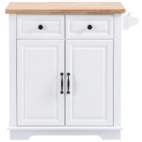 HOMCOM Küchenwagen Servierwagen Küchentrolley mit Handtuchhalter Rollwagen im Landhausstil für Küche Esszimmer MDF Natur+Weiß 80 x 45 x 92 cm(m-11)