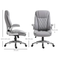 Vinsetto High Back Executive Office Chair, Height Adjustable PU Leather Ergonomic Chair, with Flip-up Arm, 360-Degree Swivel & Wheels, Grey(m-3)