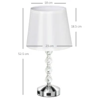 HOMCOM Lampa de Masa Moderna cu Cristale e 2 Mufe USB Lampa de Birou si Abat Jour Noptiera(m-3)