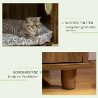 PawHut Katzenschrank für Katzentoilette Katzenklo Katzenhaus mit Magnettüren Katzenkommode Schrank PE-Rattan Walnuss 70 x 48 x 68 cm(m-6)
