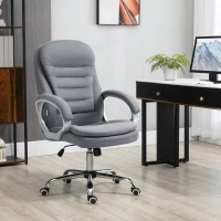 Vinsetto Grey Desk Chair Lumbar Support Adjustable Height Rock 360° Rolling Grey(m-11)