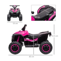 HOMCOM 12V Ride-On Quad Bike w/ Music, Horn, for Ages 3-5 Years - Pink(m-3)