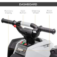 HOMCOM 12V Ride-On Quad Bike w/ Music, Horn, for Ages 3-5 Years - White(m-7)