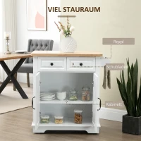 HOMCOM Küchenwagen Servierwagen Küchentrolley mit Handtuchhalter Rollwagen im Landhausstil für Küche Esszimmer MDF Natur+Weiß 80 x 45 x 92 cm(m-4)