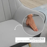 HOMCOM Velvet Armchairs, Upholstered Accent Chairs with Golden Steel Legs, Modern Vanity Chairs for Living Room and Bedroom, Light Grey(m-5)