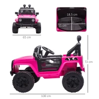 HOMCOM Kids Electric Ride On Car 12V Off Road Toy with Parental Remote Control 2 Motors Horn Lights Suspension Wheels for 3-6 Years Old Pink(m-3)