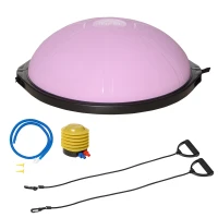 HOMCOM Ø 64cm Yogaball Halbkugel Balance Trainer Balance-Ball Halber Gymnastikball mit Trainingsseil Zuhause für Yoga Balance Stabilität Hellviolett(m-10)