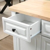 HOMCOM Küchenwagen Servierwagen Küchentrolley mit Handtuchhalter Rollwagen im Landhausstil für Küche Esszimmer MDF Natur+Weiß 80 x 45 x 92 cm(m-9)