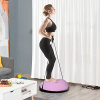 HOMCOM Ø 64cm Yogaball Halbkugel Balance Trainer Balance-Ball Halber Gymnastikball mit Trainingsseil Zuhause für Yoga Balance Stabilität Hellviolett(m-2)