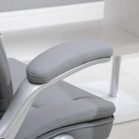 Vinsetto High Back Executive Office Chair, Height Adjustable PU Leather Ergonomic Chair, with Flip-up Arm, 360-Degree Swivel & Wheels, Grey(m-9)