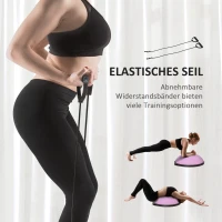HOMCOM Ø 64cm Yogaball Halbkugel Balance Trainer Balance-Ball Halber Gymnastikball mit Trainingsseil Zuhause für Yoga Balance Stabilität Hellviolett(m-4)