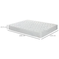 HOMCOM King Mattress, Pocket Sprung Mattress in a Box with Breathable Foam and Individually Wrapped Spring, 200cmx150cmx22.5cm, White(m-3)