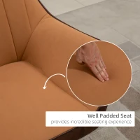 HOMCOM Velvet Armchairs, Upholstered Accent Chairs with Golden Steel Legs, Modern Vanity Chairs for Living Room and Bedroom, Light Brown(m-5)