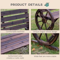 Outsunny Wooden Cart Wagon Wheel 2 Seater Garden Bench Outdoor Garden Armrest Chair Rustic High Back Loveseat(m-5)